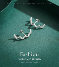 Cargar imagen en el visor de la galería, pendientes geométricos de Plata de Ley 925 con circonita transparente, joyería fina Bohemia