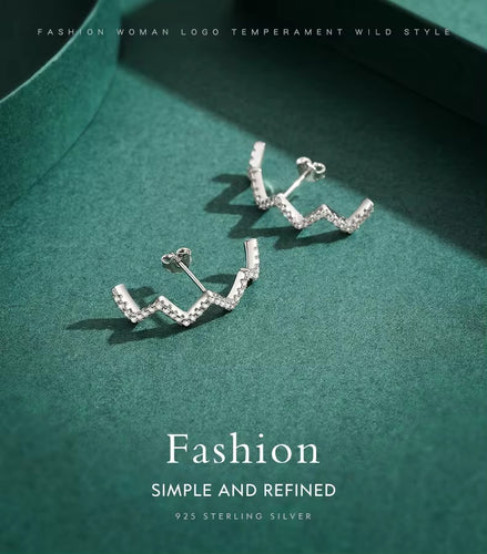 pendientes geométricos de Plata de Ley 925 con circonita transparente, joyería fina Bohemia