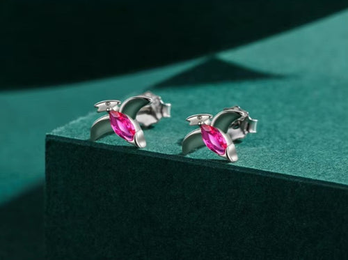 pendientes pequeños de Plata de Ley 925 para mujer y niño, aretes pequeños de cristal rosa