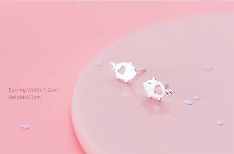 pendientes de plata de ley 100% con forma de cerdo, joyería con cierre de tuerca