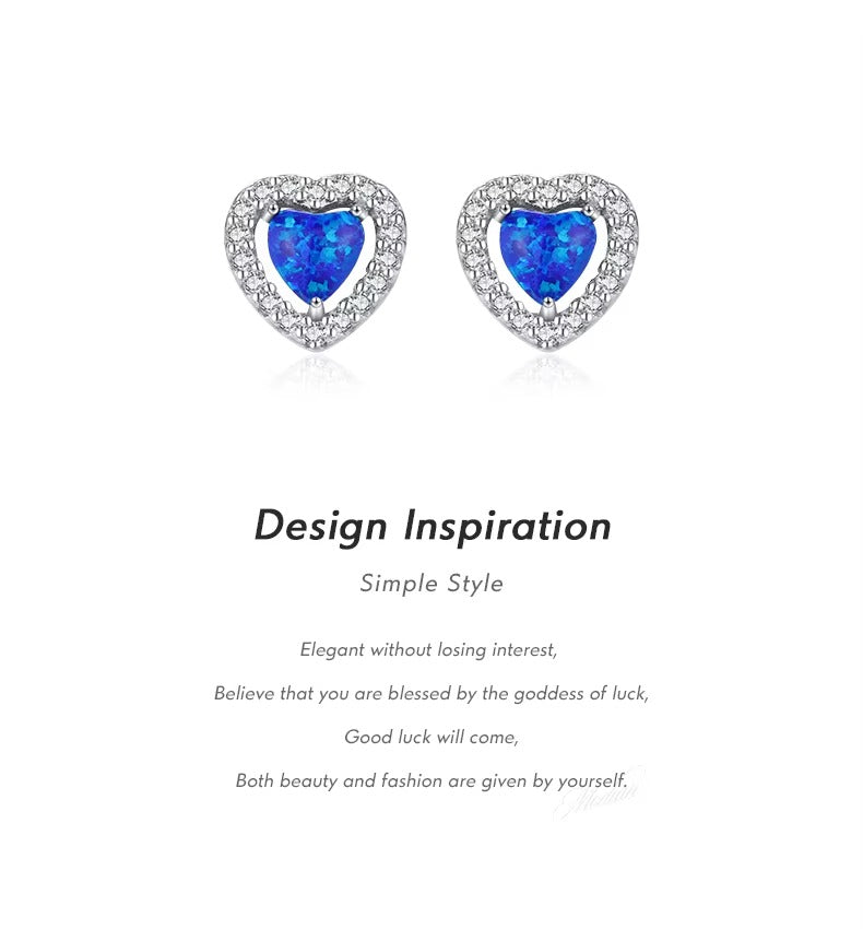 pendientes de plata de ley 925 con corazones brillantes para mujer