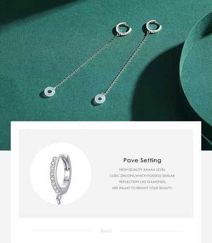 pendientes de aro de Plata de Ley 925 con zirconia cúbica