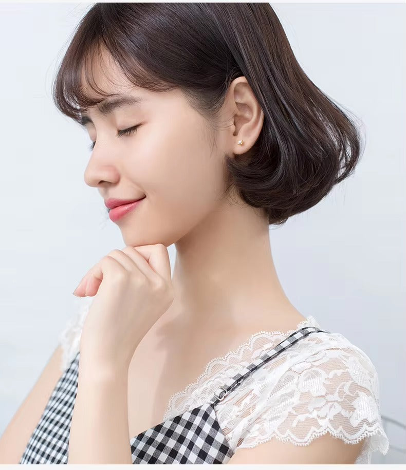 pendientes pequeños de Plata de Ley 925 con perlas naturales para mujer