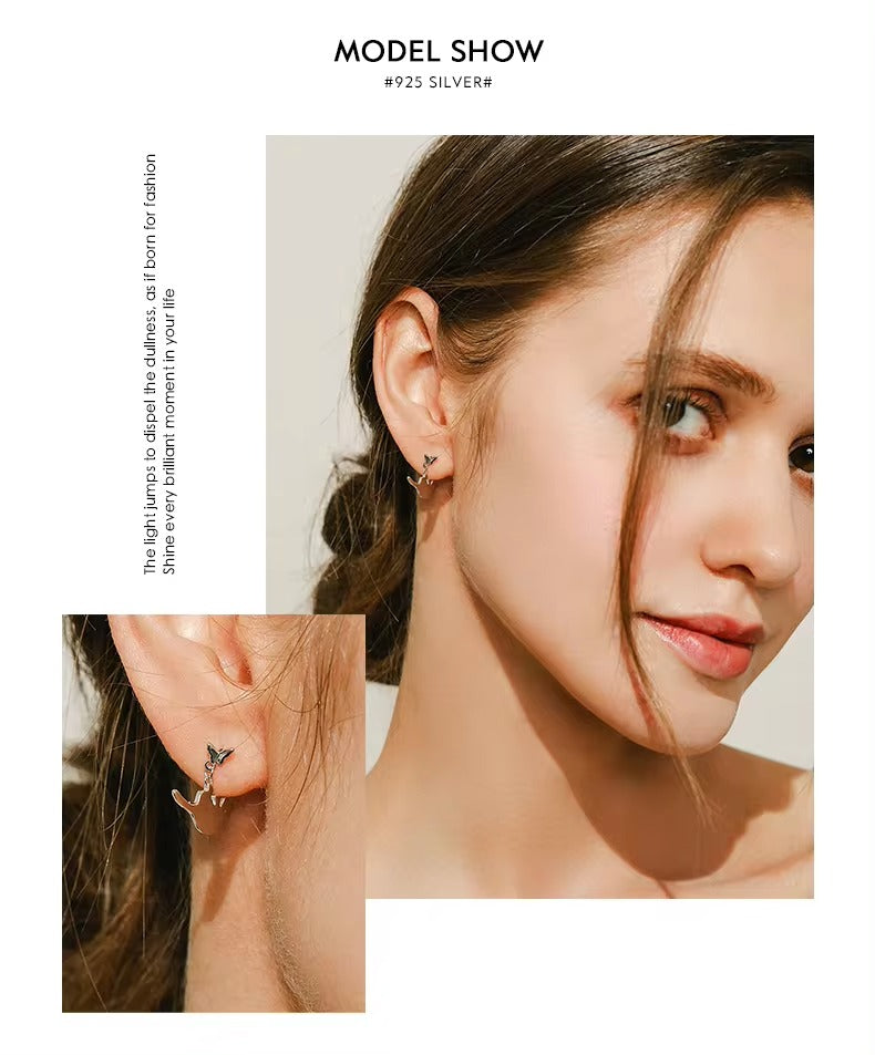 pendientes de plata de ley 925 con forma de gato para mujer