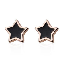 Load image into Gallery viewer, pendientes de plata de ley 925 con forma de estrella para mujer, joyería fina con esmalte negro