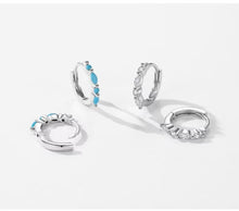 Load image into Gallery viewer, pendientes de aro de Plata de Ley 925 para mujer, joyería fina con forma de rombo