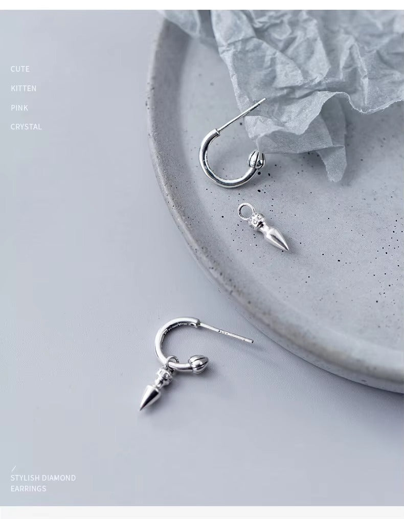 pendientes de tuerca de semicírculo de cono de columpio Punk Rock para mujer