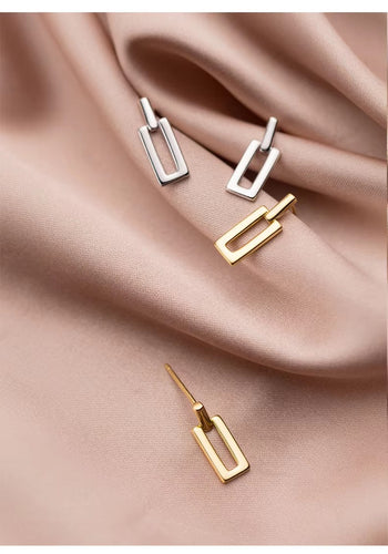 pendientes rectangulares de Plata de Ley 925 auténtica para mujer