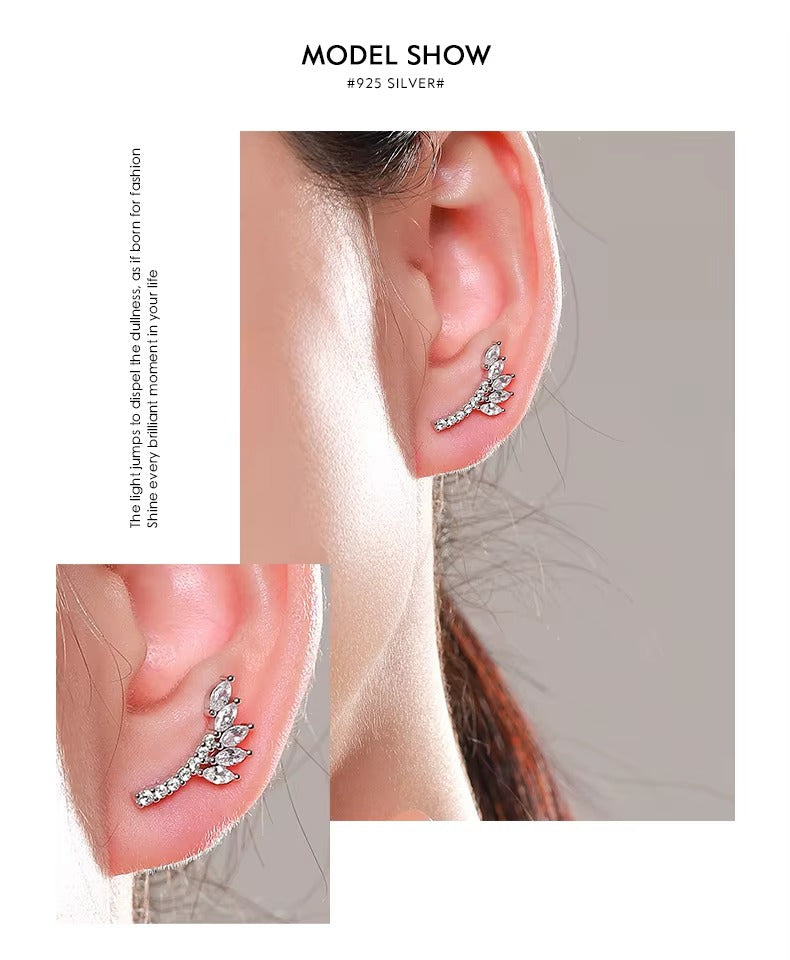 pendientes de tuerca de hojas de árbol para mujer