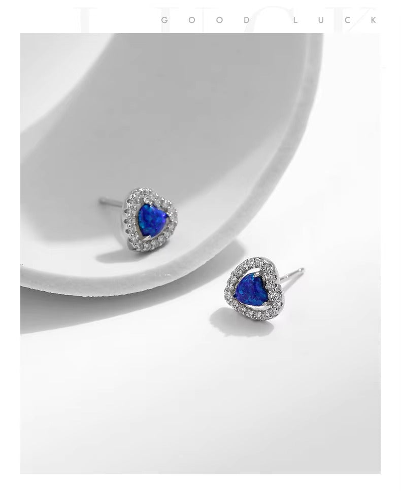 pendientes de plata de ley 925 con corazones brillantes para mujer
