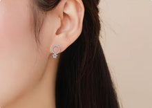 Load image into Gallery viewer, pendientes de plata de ley 925 para mujer, joyería de compromiso, círculo brillante, hipoalergénico, transparente, CZ