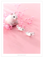 Load image into Gallery viewer, pendientes de plata de primera ley con forma de ratón para mujer, aretes pequeños