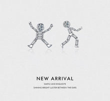 Load image into Gallery viewer, pendientes de plata de ley 925 con Circonia cúbica para mujer, aretes con diseño de personas bailando