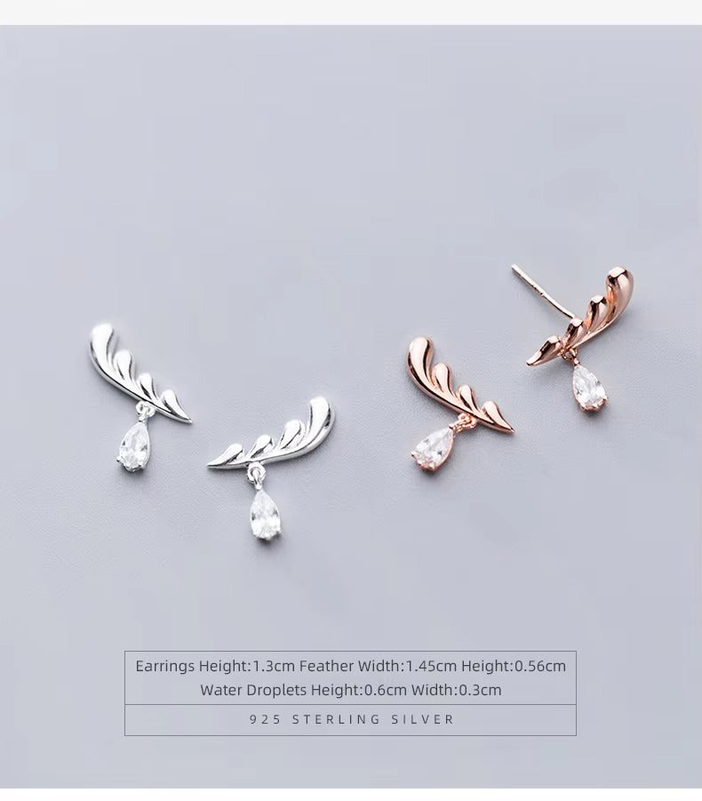 pendientes de plata de ley 925 con diseño de alas de Ángel para mujer, aretes pequeños, plata esterlina