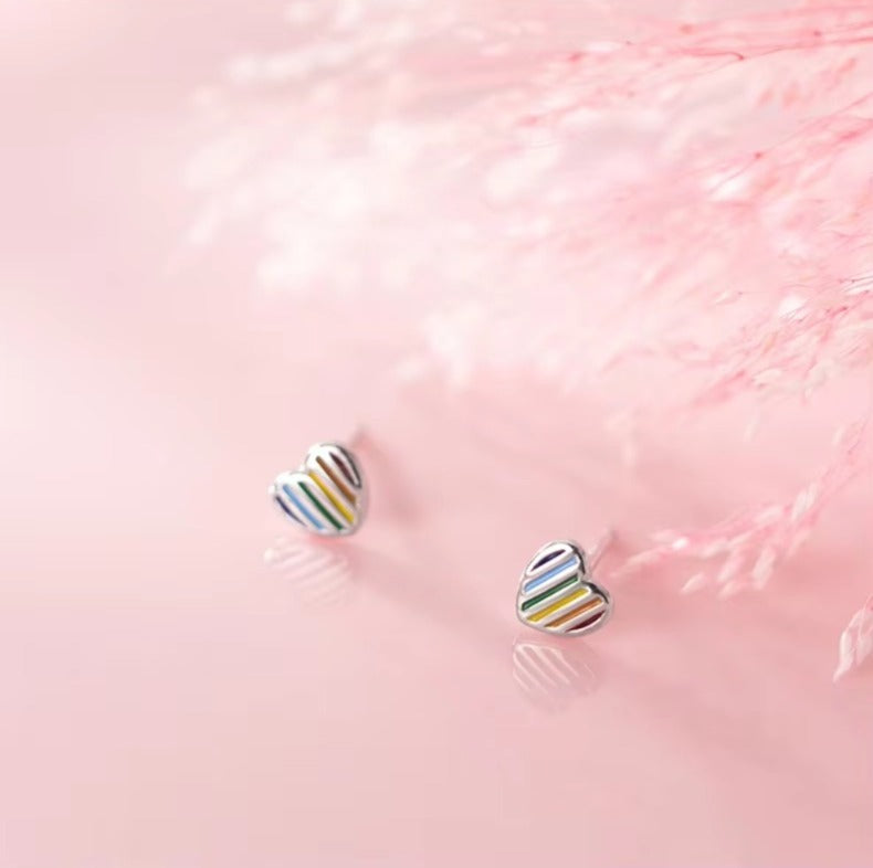 pendientes de plata de ley 925 con corazones de amor, joyería fina con cierre de tuerca