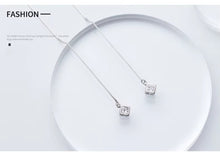 Load image into Gallery viewer, pendientes de plata de ley 925 para mujer, aretes colgantes de cadena larga, cuadrados