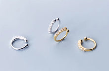 Load image into Gallery viewer, pendientes de plata de primera ley y circón para mujer, aretes pequeños, plata esterlina 100%