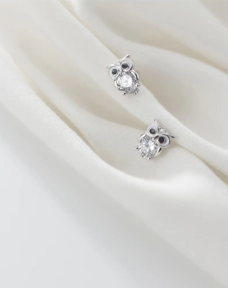 pendientes de plata de primera ley con forma de búho para mujer