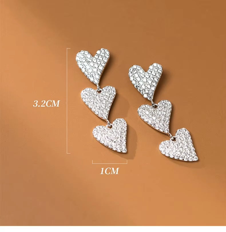 pendientes colgantes de corazón a corazones para mujer, de Plata de Ley 925
