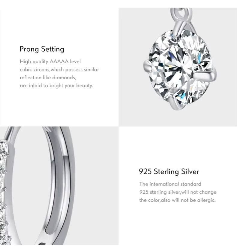 pendientes de aro de Plata de Ley 925 para mujer