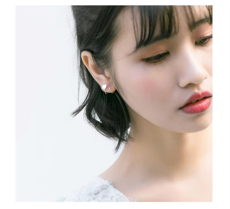 pendientes de plata de ley 925 con diseño geométrico para mujer, joyería fina con diseño de corazones bonitos