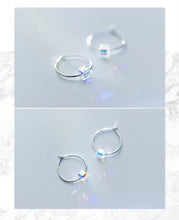 Load image into Gallery viewer, pendientes de aro de cristal arcoíris para mujer, joyería de plata de ley 925