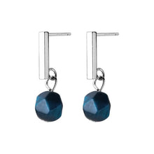 Load image into Gallery viewer, pendientes de plata de ley 100% con diseño de cristal azul para mujer, aretes colgantes