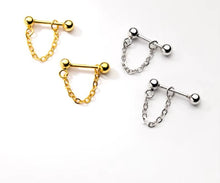 Load image into Gallery viewer, pendientes de plata de ley 925 con cadena de eslabones para mujer