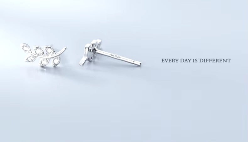 pendientes de plata de ley 925 para mujer, aretes con forma de rama de circón