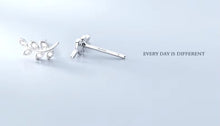Load image into Gallery viewer, pendientes de plata de ley 925 para mujer, aretes con forma de rama de circón