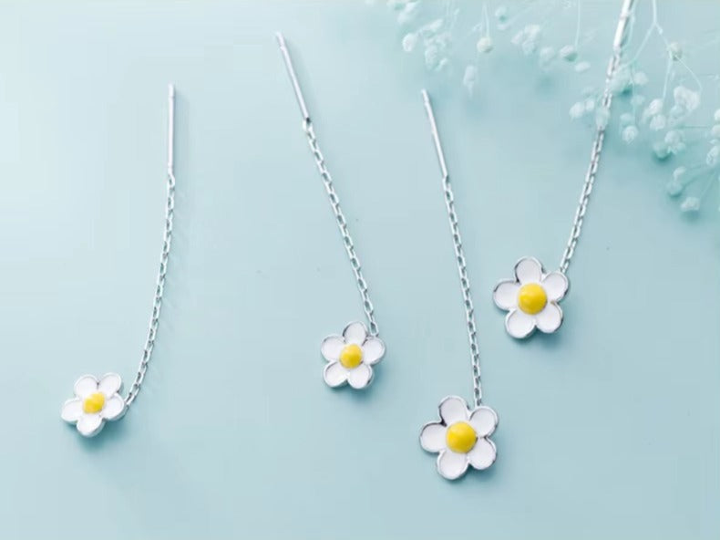 pendientes colgantes de Frangipani para mujer, de plata de ley 100% 925 de alta calidad