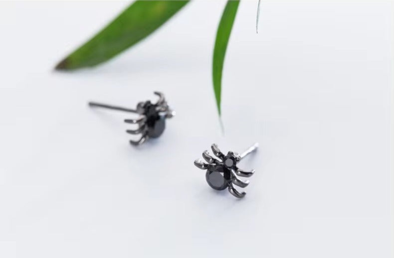 pendientes de plata de ley 925 con forma de araña para mujer