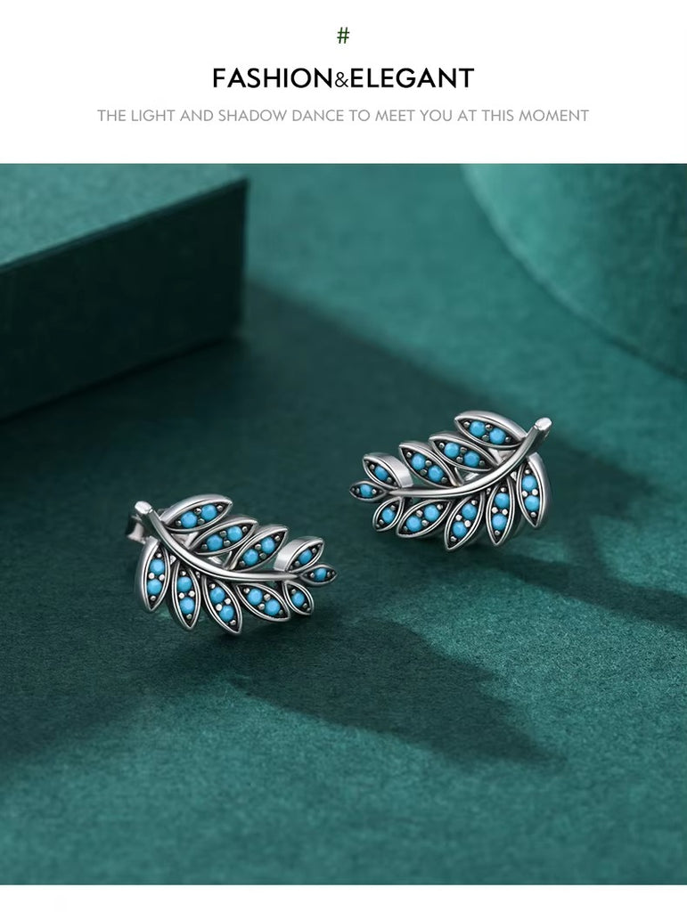 pendientes de plata de ley 925 con forma de hoja para mujer