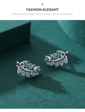 Load image into Gallery viewer, pendientes de plata de ley 925 con forma de hoja para mujer