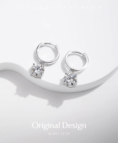 pendientes de aro de moissanita de Color D para mujer