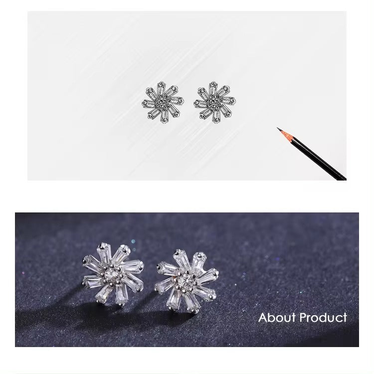 pendientes de plata de ley 925 con forma de flor giratoria para mujer