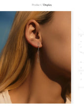 Cargar imagen en el visor de la galería, pendientes rectangulares de Plata de Ley 925 para mujer
