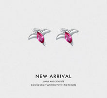 Cargar imagen en el visor de la galería, pendientes pequeños de Plata de Ley 925 para mujer y niño, aretes pequeños de cristal rosa