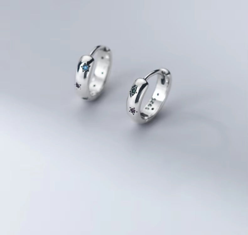 pendientes redondos de Plata de Ley 925 auténtica para mujer