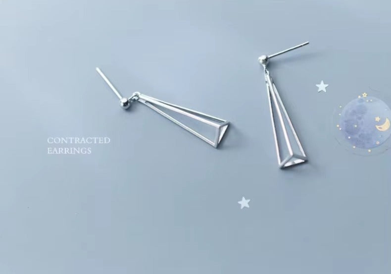 pendientes de plata de ley 925 con forma triangular para mujer