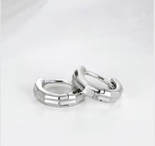 Load image into Gallery viewer, pendientes de aro de plata de ley 100% 925 auténtica para mujer, aretes estereoscópicos