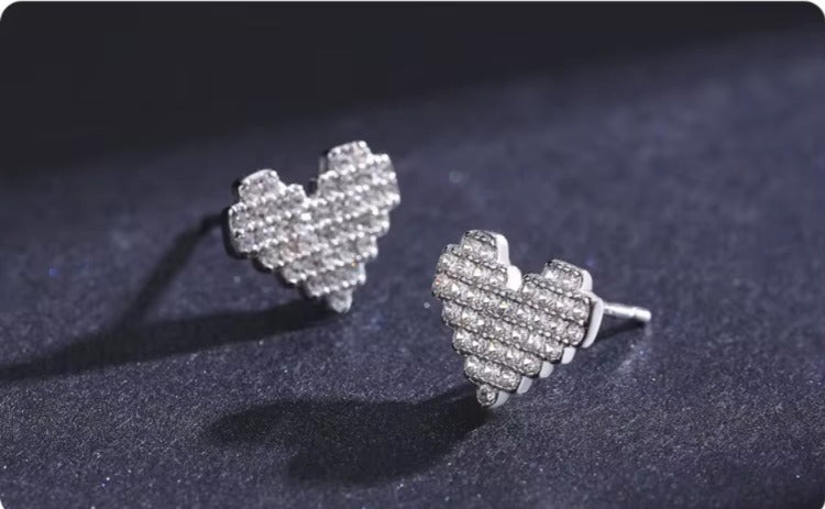 pendientes de plata de ley 925 con forma de corazón