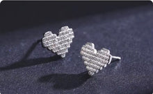Load image into Gallery viewer, pendientes de plata de ley 925 con forma de corazón