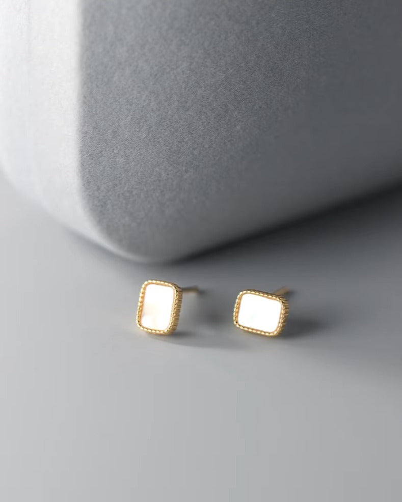 pendientes de perlas de Concha de Plata de Ley 925 para mujer