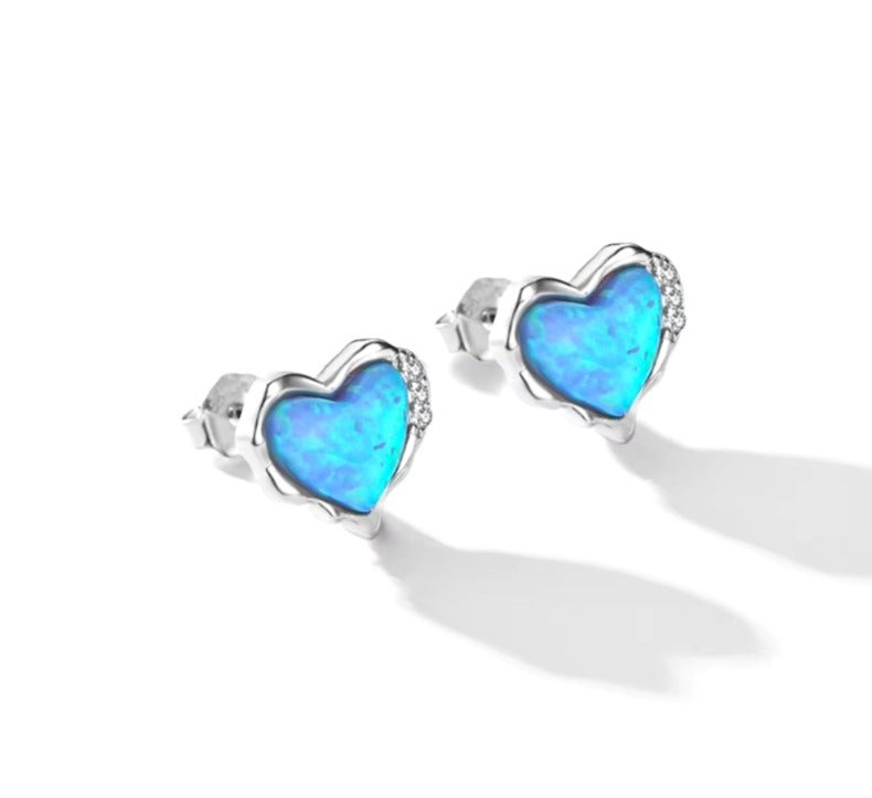 pendientes de plata de ley 925 con corazones irregulares para mujer