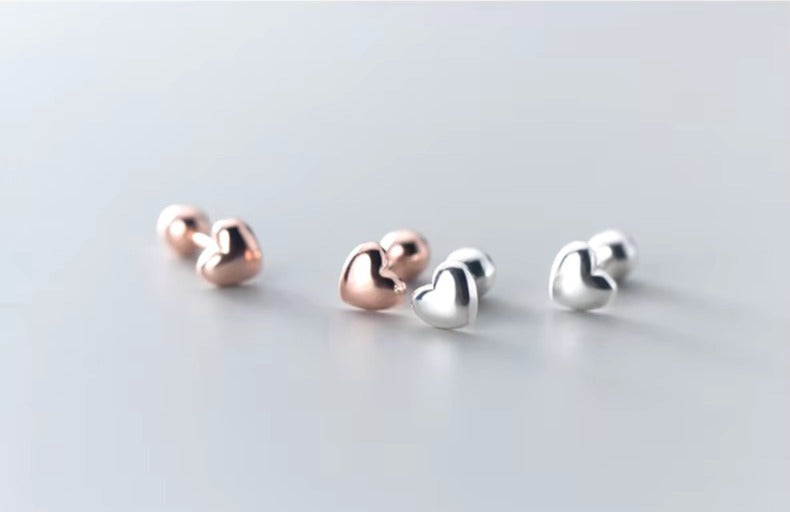 pendientes de plata de ley 925 con corazones brillantes