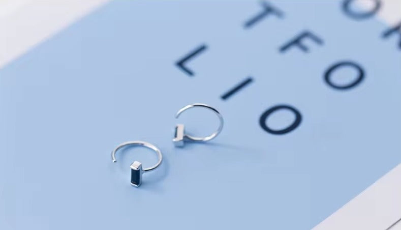 pendientes de aro de plata de obsidiana para mujer