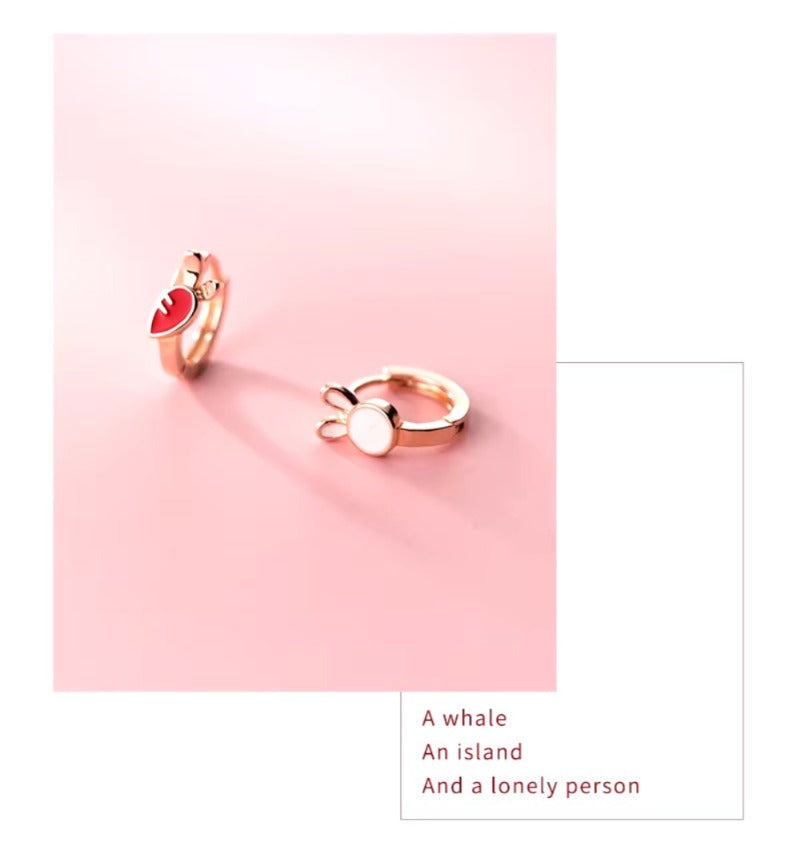pendientes de aro de plata de ley 925 para mujer, joyería fina con forma de Mini conejo y zanahoria