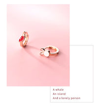 Load image into Gallery viewer, pendientes de aro de plata de ley 925 para mujer, joyería fina con forma de Mini conejo y zanahoria
