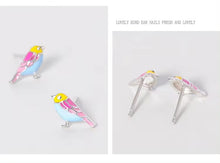Load image into Gallery viewer, pendientes de plata de ley 925 con diseño de pájaro esmaltado